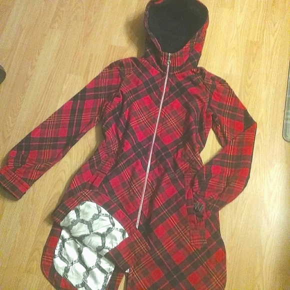 L.A.M.B GWEN STEFANI Red Plaid Hooded Jacket - Picture 2 of 14